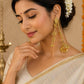 Traditional Gold Plated Long Chain Earrings with Green Stone | पारंपरिक सोन्याचा मुलामा असलेले लांब साखळी इयररिंग्स