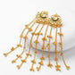 Traditional Gold Plated Long Chain Earrings with Green Stone | पारंपरिक सोन्याचा मुलामा असलेले लांब साखळी इयररिंग्स