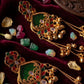 Traditional Gold Plated Long Chain Earrings with Green Stone | पारंपरिक सोन्याचा मुलामा असलेले लांब साखळी इयररिंग्स