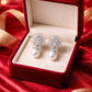 Rose Gold CZ Leaf Earrings with Pearl Drop for Women