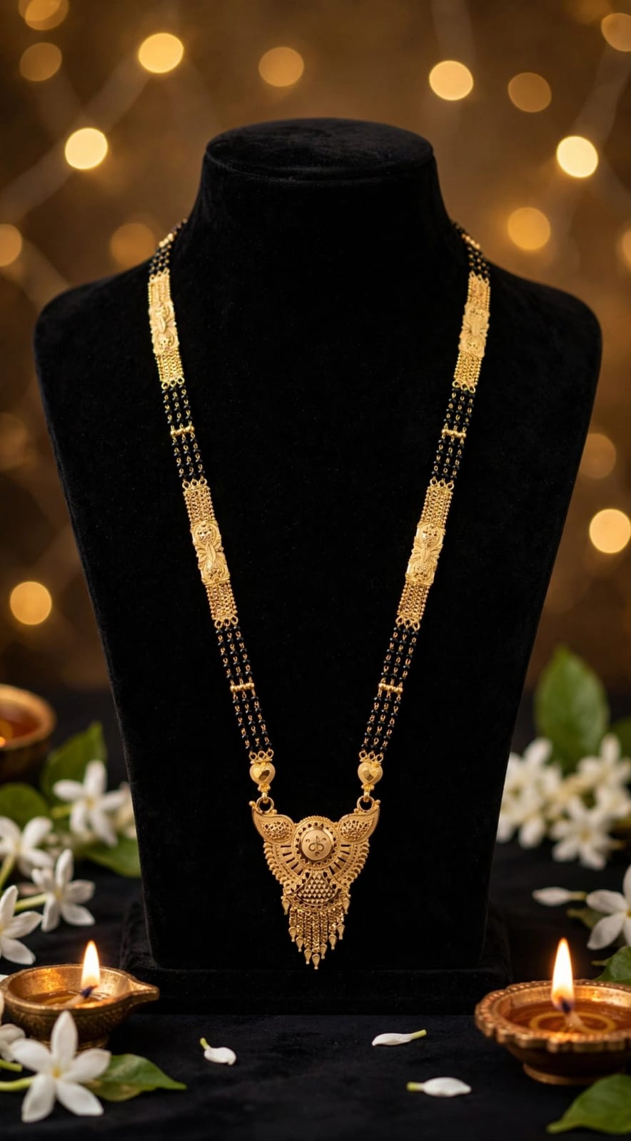 1 Gram Gold Plated Induri Ganthan Mini Mangalsutra | १ ग्रॅम इंदुरी गंठन मिनी मंगळसूत्र