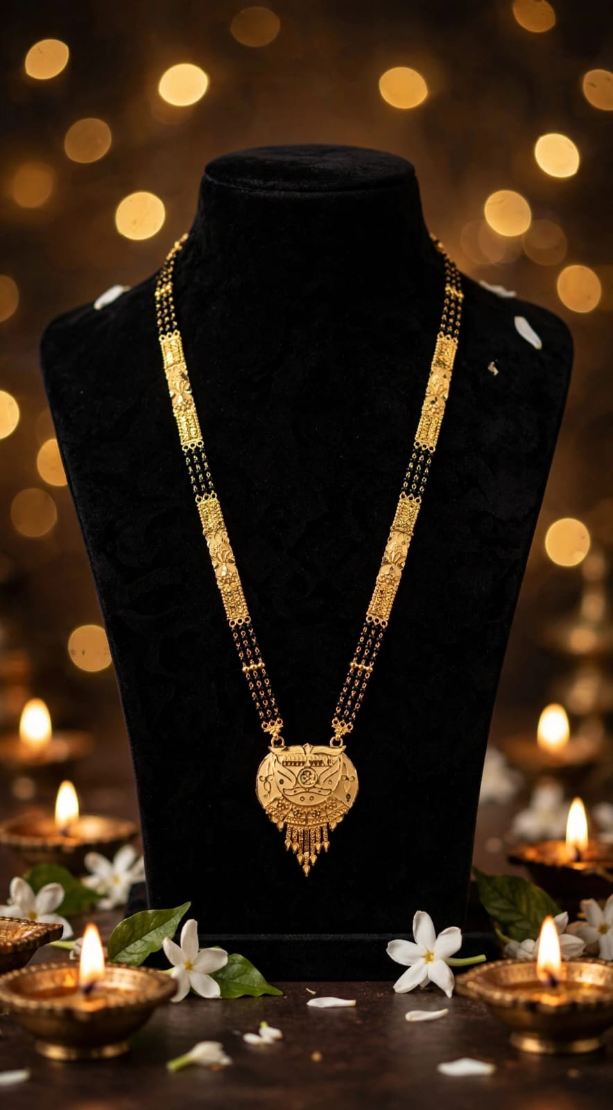 1 Gram Gold Plated Induri Ganthan Mini Mangalsutra | १ ग्रॅम इंदुरी गंठन मिनी मंगळसूत्र