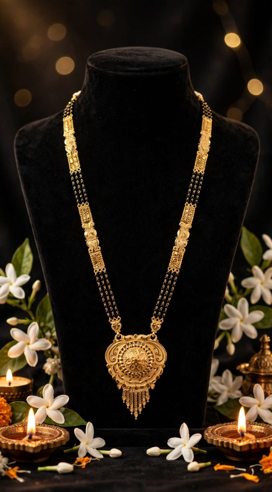 1 Gram Gold Plated Induri Ganthan Mini Mangalsutra | १ ग्रॅम इंदुरी गंठन मिनी मंगळसूत्र