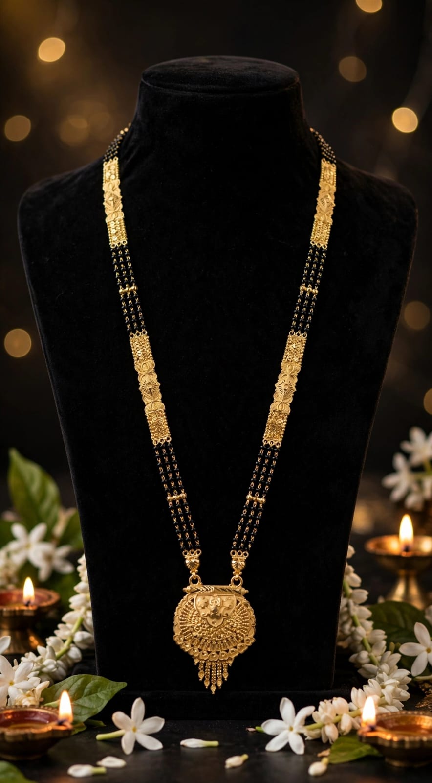 1 Gram Gold Plated Induri Ganthan Mini Mangalsutra | १ ग्रॅम इंदुरी गंठन मिनी मंगळसूत्र