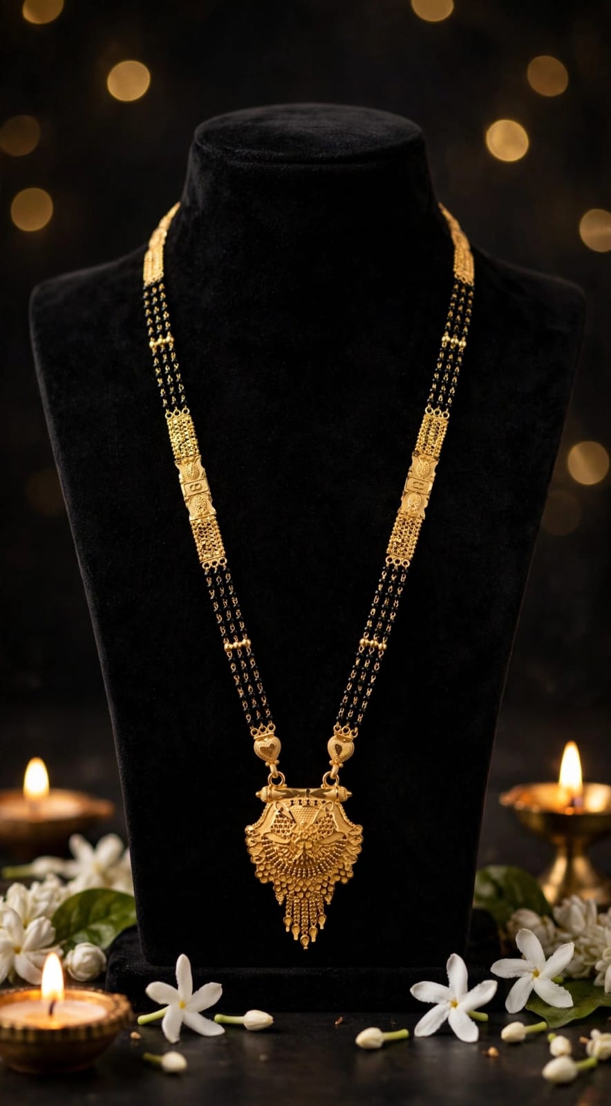 1 Gram Gold Plated Induri Ganthan Mini Mangalsutra | १ ग्रॅम इंदुरी गंठन मिनी मंगळसूत्र