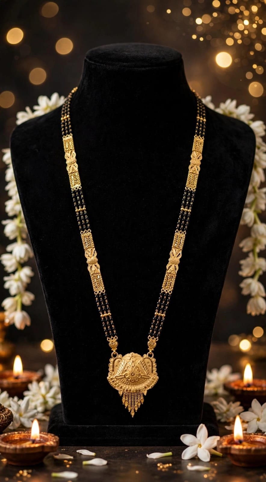 1 Gram Gold Plated Induri Ganthan Mini Mangalsutra | १ ग्रॅम इंदुरी गंठन मिनी मंगळसूत्र