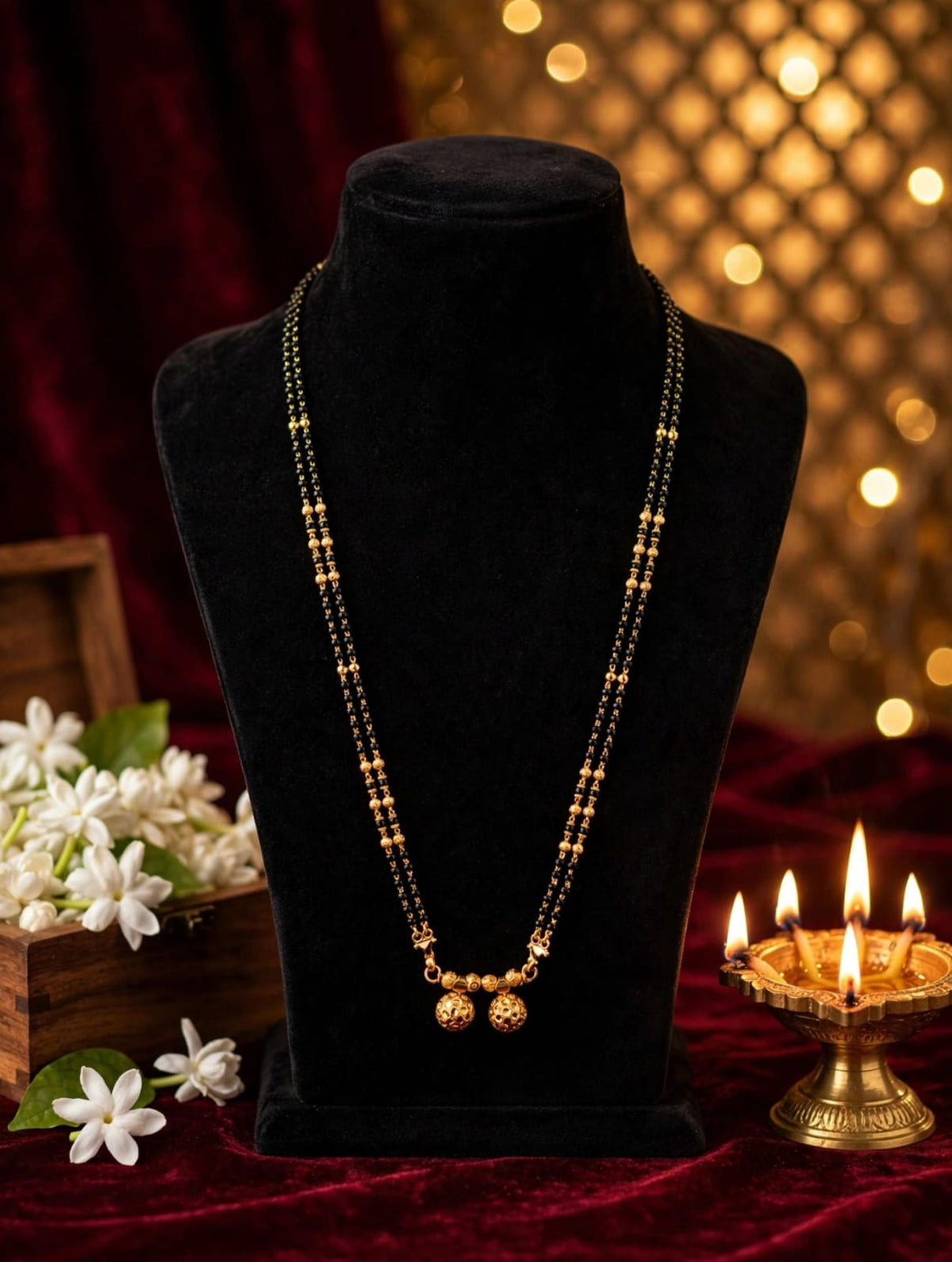1 Gram Gold Plated Induri Ganthan Mini Mangalsutra | १ ग्रॅम इंदुरी गंठन मिनी मंगळसूत्र