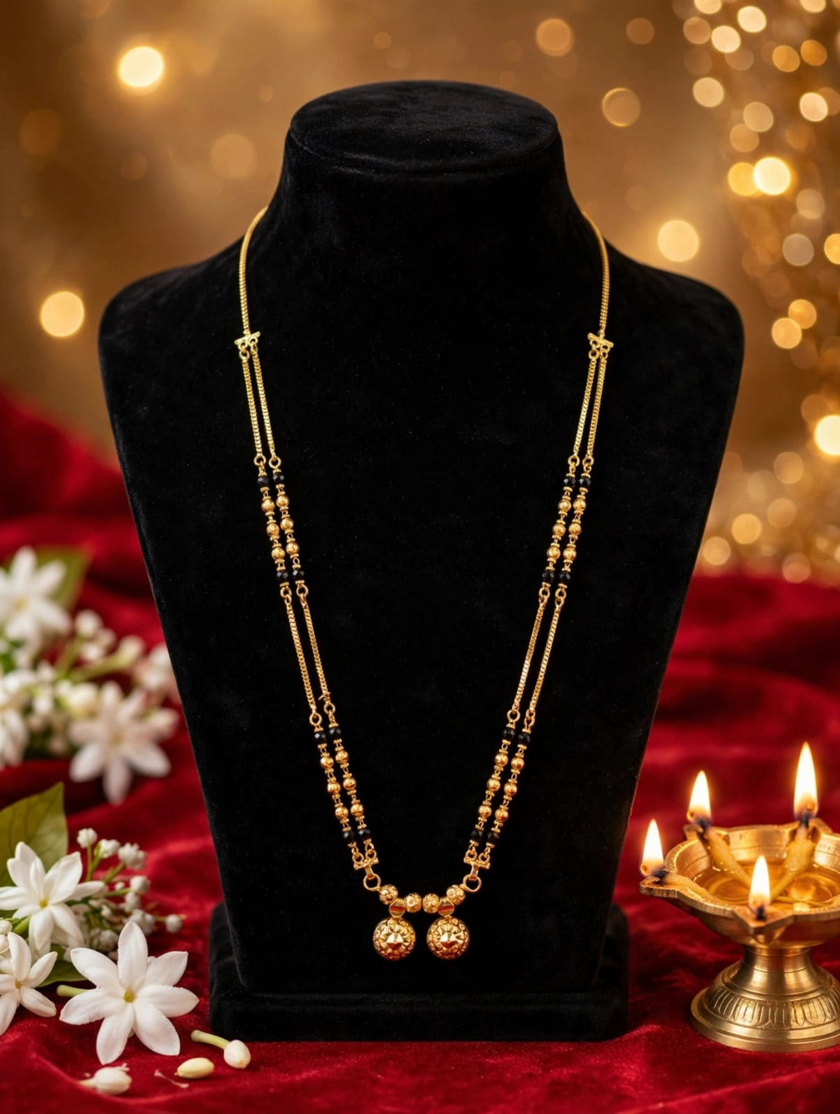 1 Gram Gold Plated Mini Mangalsutra for Women | १ ग्रॅम सोन्याचे मिनी मंगळसूत्र