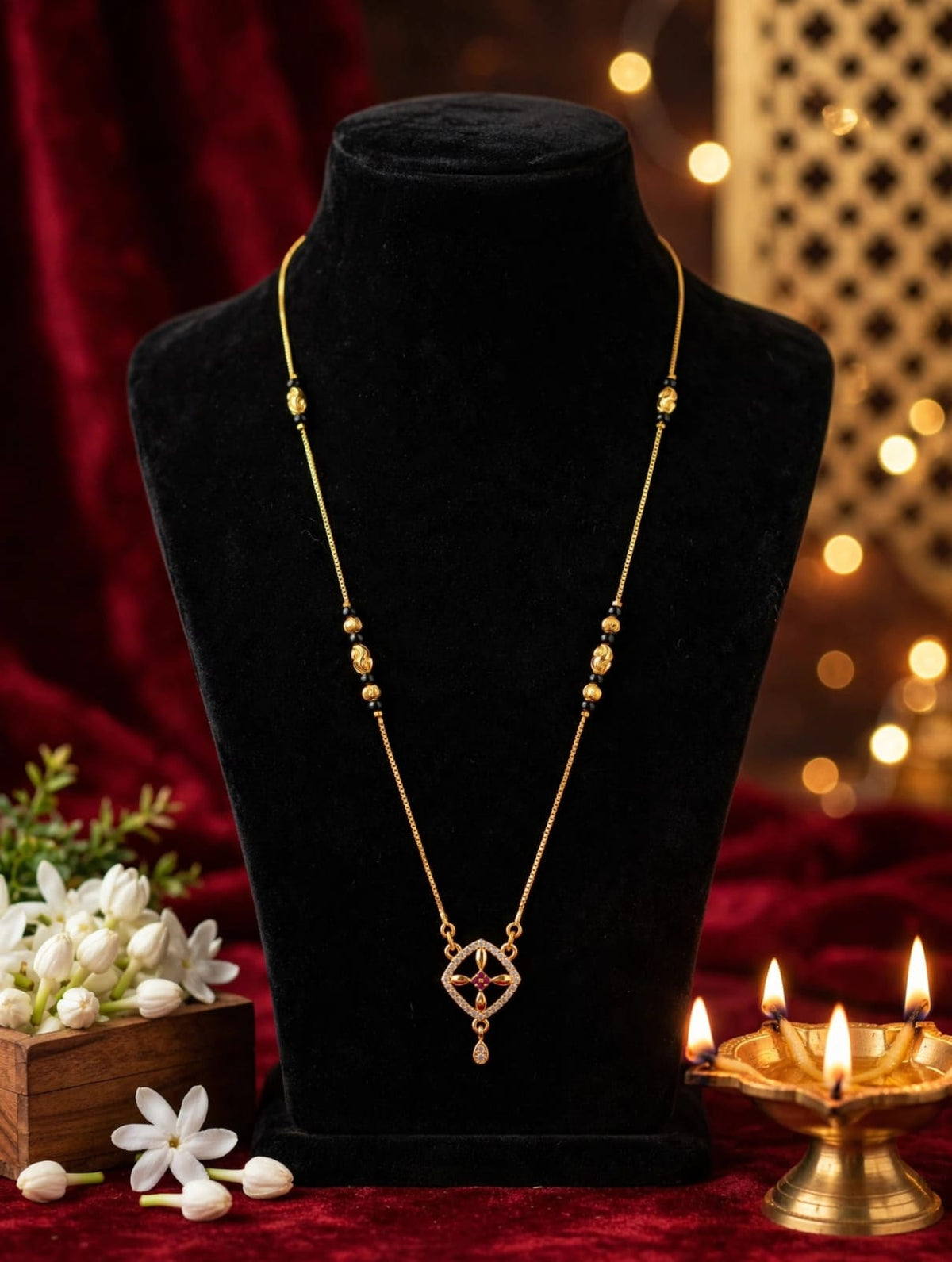 1 Gram Gold Plated Mini Mangalsutra for Women | १ ग्रॅम सोन्याचे मिनी मंगळसूत्र