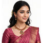 Traditional Gold Plated Pearl & Floral Choker Necklace Set with Matching Earrings