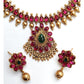 Traditional Gold Plated Pearl & Floral Choker Necklace Set with Matching Earrings