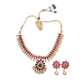 Traditional Gold Plated Pearl & Floral Choker Necklace Set with Matching Earrings