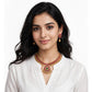 Traditional Gold Plated Pearl & Floral Choker Necklace Set with Matching Earrings